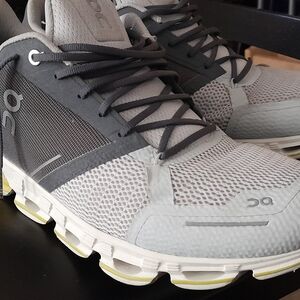 On Running Gray and White Sneakers